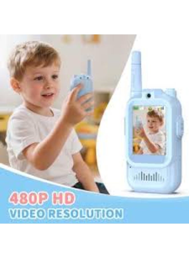 جهاز اتصال فيديو تفاعلي للأطفال - عبوة من قطعتين، قابل لإعادة الشحن، مزود بشاشة LCD وكاميرا أمامية، دردشة فيديو فورية، لا حاجة لبطاقة SIM أو اتصال واي فاي، مدى طويل 20-40 ميجاهرتز، مناسب للمغامرات الداخلية والخارجية، ألعاب تعليمية للتواصل للأولاد والبنات من عمر 3 إلى 12 سنة، متوفر باللونين الأزرق والوردي، قابل لإعادة الشحن عبر منفذ USB، مصنوع من مادة ABS المتينة، مناسب للتخييم، هدية مثالية لأعياد الميلاد والكريسماس - Image 5